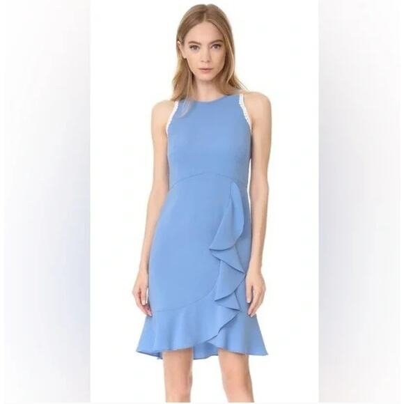 New Shoshanna Grove Blue Ruffle Dress Sleeveless Mini Women's Size 4 - Picture 2 of 12